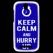 Coque HTC One SV Keep Calm Hurry up Bleu