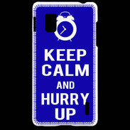 Coque LG Optimus G Keep Calm Hurry up Bleu