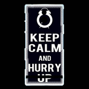 Coque Sony Xperia P Keep Calm Hurry up Noir