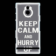 Coque Sony Xperia P Keep Calm Hurry up Gris