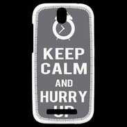 Coque HTC One SV Keep Calm Hurry up Gris