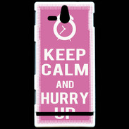 Coque Sony Xperia U Keep Calm Hurry up Rose