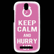 Coque HTC One SV Keep Calm Hurry up Rose