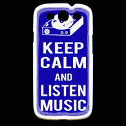 Coque Samsung Galaxy S3 Keep Calm Listen music Bleu