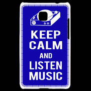 Coque LG Optimus L3 II Keep Calm Listen music Bleu