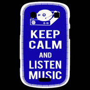 Coque Blackberry Bold 9900 Keep Calm Listen music Bleu