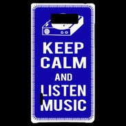 Coque LG Optimus L7 Keep Calm Listen music Bleu