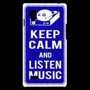 Coque LG Optimus L9 Keep Calm Listen music Bleu