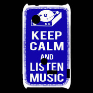 Coque Sony Xperia Typo Keep Calm Listen music Bleu
