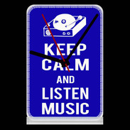 Pendule de bureau Keep Calm Listen music Bleu