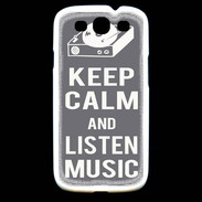 Coque Samsung Galaxy S3 Keep Calm Listen music Gris