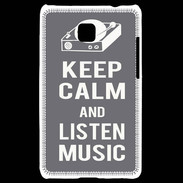 Coque LG Optimus L3 II Keep Calm Listen music Gris