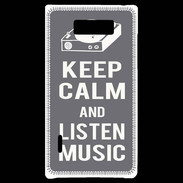 Coque LG Optimus L7 Keep Calm Listen music Gris