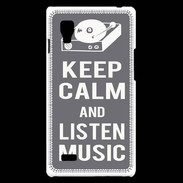 Coque LG Optimus L9 Keep Calm Listen music Gris
