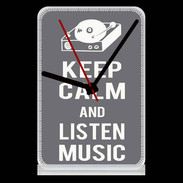 Pendule de bureau Keep Calm Listen music Gris