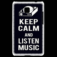 Coque LG Optimus L3 II Keep Calm Listen music Noir