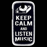 Coque HTC One SV Keep Calm Listen music Noir