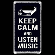 Coque LG Optimus L7 Keep Calm Listen music Noir
