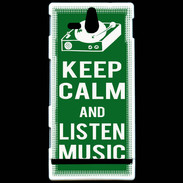 Coque Sony Xperia U Keep Calm Listen music Vert