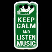 Coque Samsung Galaxy S3 Keep Calm Listen music Vert