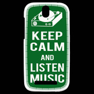 Coque HTC One SV Keep Calm Listen music Vert