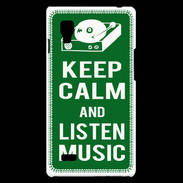 Coque LG Optimus L9 Keep Calm Listen music Vert