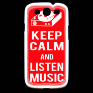 Coque Samsung Galaxy S3 Keep Calm Listen music Rouge