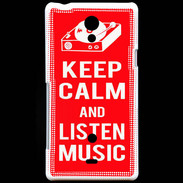 Coque Sony Xperia T Keep Calm Listen music Rouge