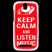 Coque HTC One SV Keep Calm Listen music Rouge