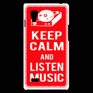 Coque LG Optimus L9 Keep Calm Listen music Rouge