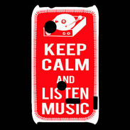 Coque Sony Xperia Typo Keep Calm Listen music Rouge