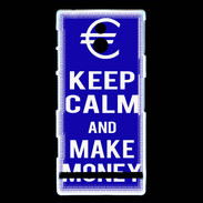 Coque Sony Xperia P Keep Calm Make money Bleu