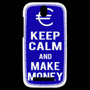 Coque HTC One SV Keep Calm Make money Bleu