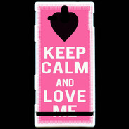Coque Sony Xperia U Keep Calm Love me Rose
