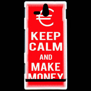 Coque Sony Xperia U Keep Calm Make money Rouge