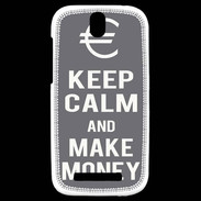 Coque HTC One SV Keep Calm Make money Gris