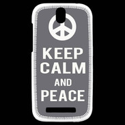 Coque HTC One SV Keep Calm Peace Gris
