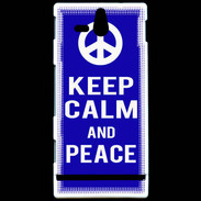 Coque Sony Xperia U Keep Calm Peace Bleu