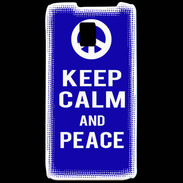 Coque LG P990 Keep Calm Peace Bleu