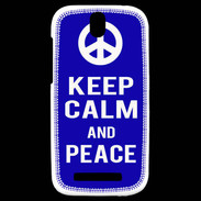 Coque HTC One SV Keep Calm Peace Bleu