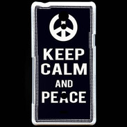 Coque Sony Xperia T Keep Calm Peace Noir