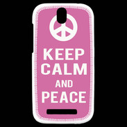 Coque HTC One SV Keep Calm Peace Rose