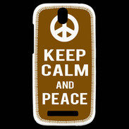 Coque HTC One SV Keep Calm Peace Marron