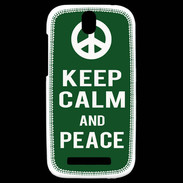 Coque HTC One SV Keep Calm Peace Vert