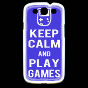 Coque Samsung Galaxy S3 Keep Calm Play games Bleu