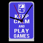 Pendule de bureau Keep Calm Play games Bleu