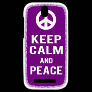 Coque HTC One SV Keep Calm Peace Violet