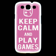 Coque Samsung Galaxy S3 Keep Calm Play games Rose