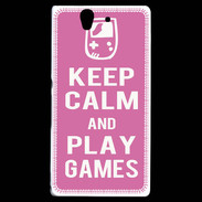 Coque Sony Xperia Z Keep Calm Play games Rose