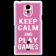 Coque Sony Xperia T Keep Calm Play games Rose